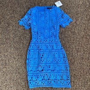 Lace open back mini dress